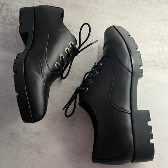 Carolinna Espinosa Black Leather Chunky Oxford Shoes 6.5M Grunge Academia - Picture 1 of 8